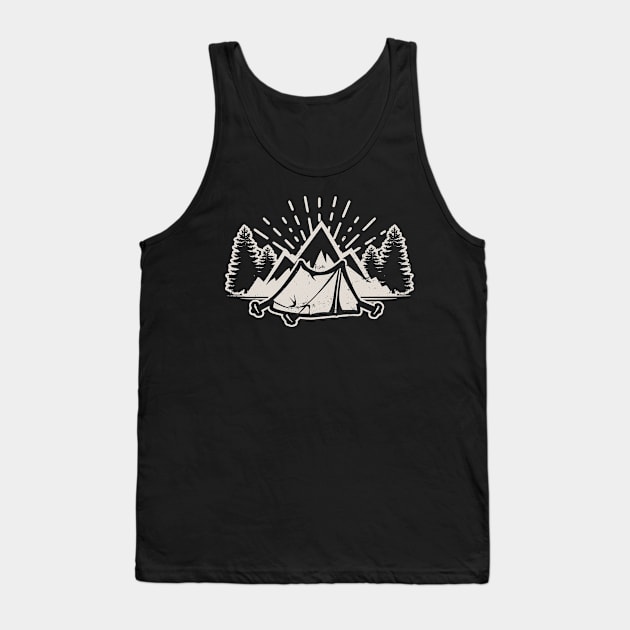 I Hike T Shirt | Forest Tent Mountain Sunset Gift Tank Top by Gawkclothing